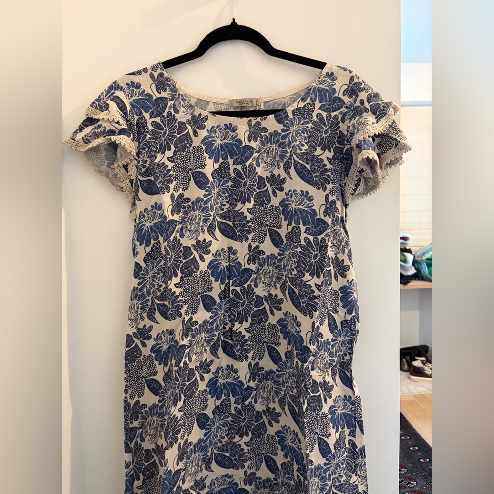 Luisa Perla Blue Floral Mini Dress